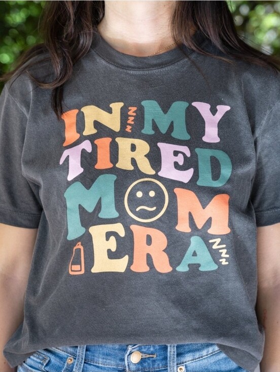 Tops - Tired Mom Era Midi Crop Tee